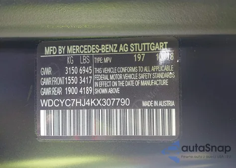 2019 Mercedes-Benz Amg G 63 4Matic from USA, damaged, VIN WDCYC7HJ4KX307790